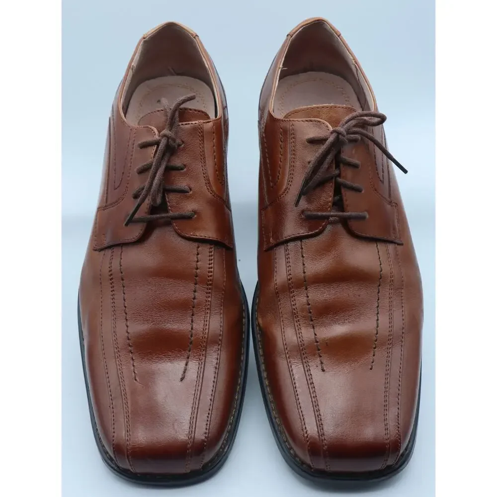 Stacy Adams SQUARE TOE Brown Leather Oxford Dress Shoe Men 12 Lace Up Work